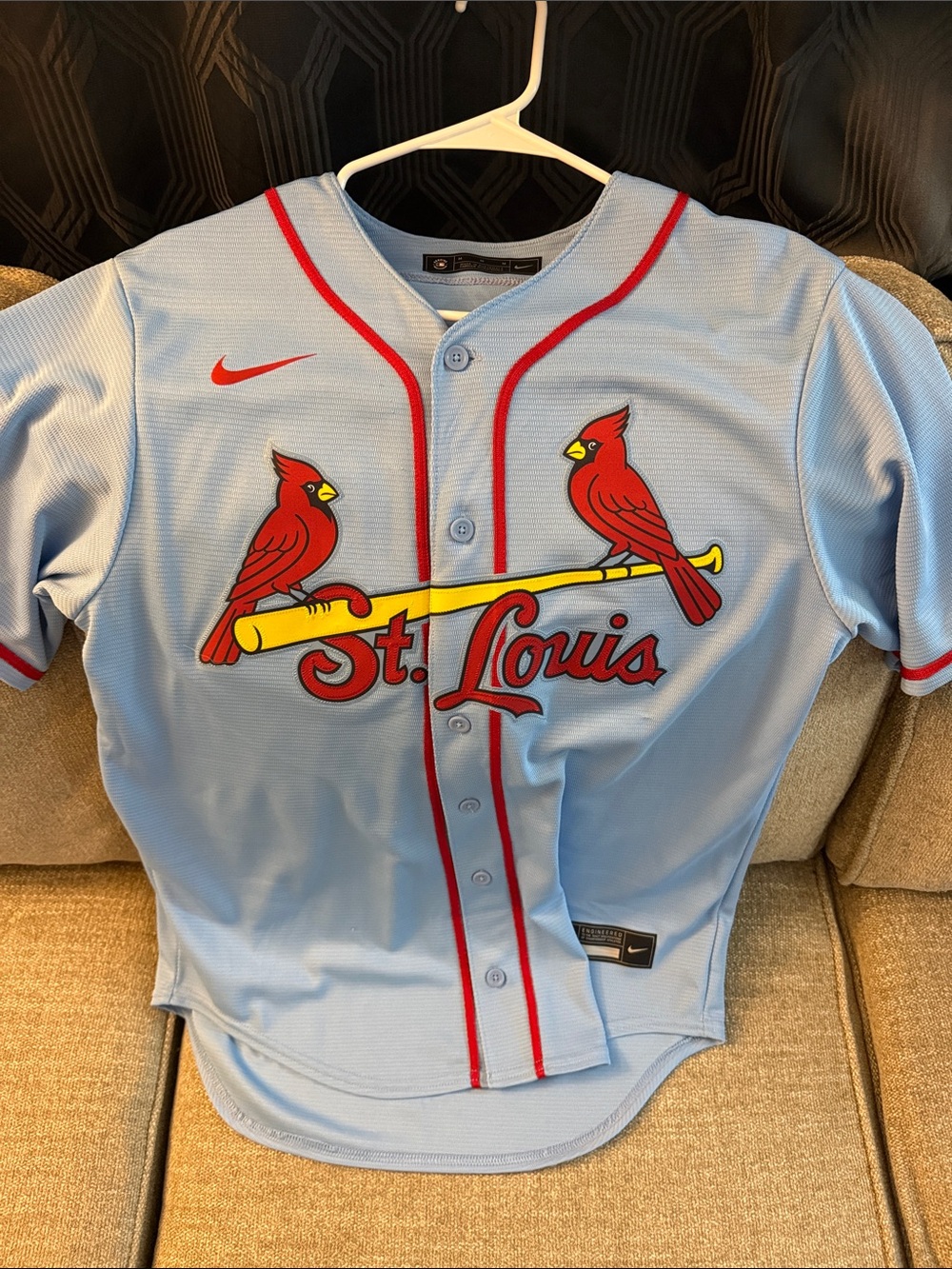 Nike Light Blue St. Louis Cardinals Baseball Jersey with Red Trim